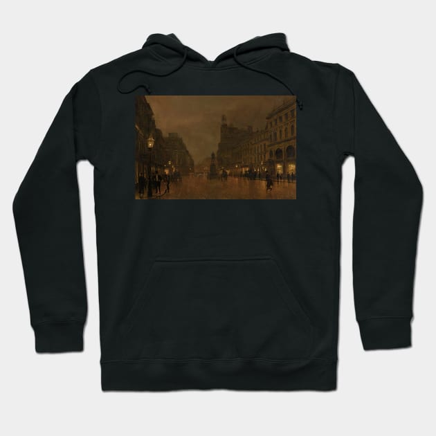 St Anne's Square And Exchange, Manchester by John Atkinson Grimshaw Hoodie by Classic Art Stall